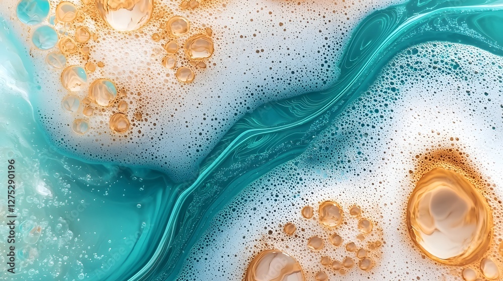 Poster a mesmerizing and hypnotic abstract scene that blends warm vintage tones soft glowing bubbles and fl