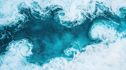 Turquoise Ocean Waves in Motion Captured from Above for Stock Use