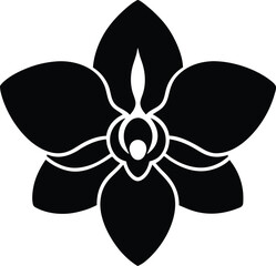 Black fan isolated on white,A delicate orchid flower icon with unique petal patterns.
