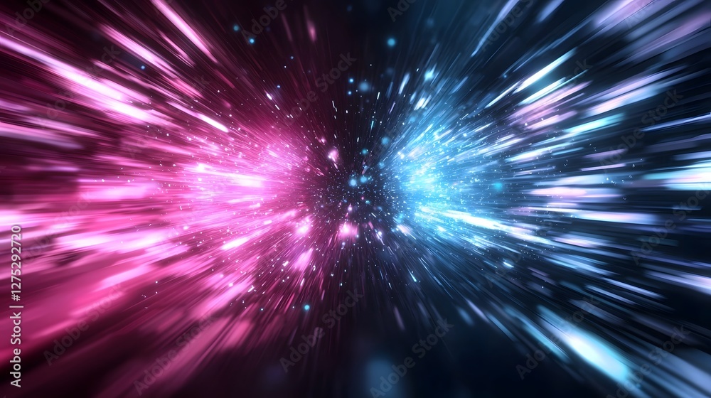 Poster Pulsating Tunnel of Colorful Motion Blur Lights Exuding Futuristic Velocity and Digital Immersive dynamic