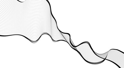 Abstract Black Wave on Background. Vector Illustration