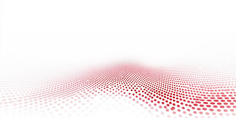 Abstract dotted wave pattern in red on white background, ideal for digital design and tech themes.