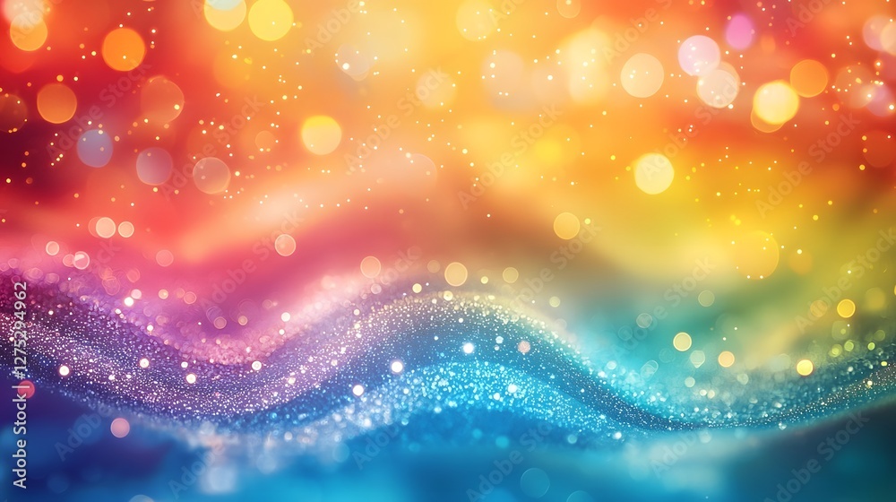 Poster Vibrant and Dreamy Blurred Rainbow Color Spectrum Background with Smooth Gradient Effect  Softly blending hues of red orange yellow green blue and violet creating an elegant and digital texture