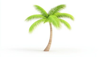 Lush Green Palm Tree Isolated on White Background for Tropical Themes