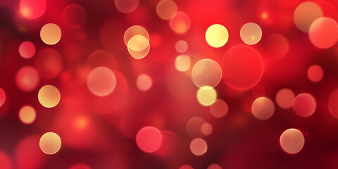Abstract red bokeh background with bright circles and soft blurred lights.