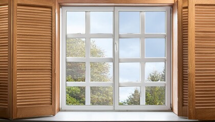 Transparent PNG Window Frame Mockup Elegant Minimalist Design Showcasing Modern Architecture in a Futuristic Urban Scene, Exuding Clean Lines and Sophisticated Simplicity.