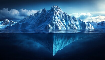 Frozen Mountain Iceberg Underwater Scene