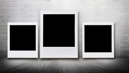 Blank Polaroid Frame Mockups Striking Geometric Shapes in a Minimalist Setting, Showcasing Rectangular and Square Frames for Artistic Expression and Home Decor Inspiration.