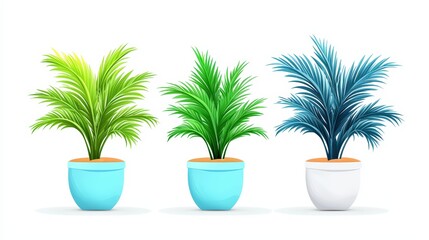 Vibrant Collection of Tropical Plants in Colorful Pots for Home Decor