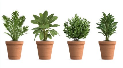 Fototapeta premium Lush Indoor Plants in Terracotta Pots for Home Decor