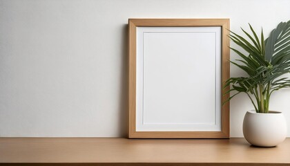 Wooden Frame Mockup Against White Backdrop, Antique Elegance Enhancing Modern Poster Design, Showcasing Rich Textures and Timeless Charm for Digital Art, Home Decor, or Design Inspiration.