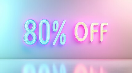 Vibrant Neon Sign Indicating a Massive Discount of 80% Off
