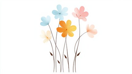 Naklejka premium Vibrant Floral Arrangement with Soft Pastel Colors on White Background
