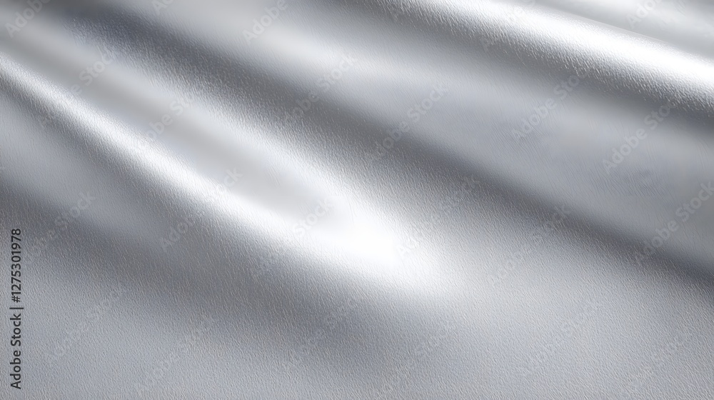 Poster Mesmerizing abstract background featuring a smooth sleek surface of silver aluminum texture with a shiny gray color paper backdrop and soft light wave reflections