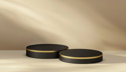 Soft aesthetic product stand, warm-toned minimalist podium with smooth textures and dreamy light reflections, 3D illustration