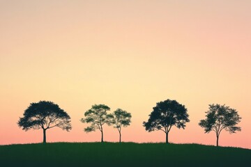 Obraz premium Diverse tree silhouettes on a minimal background ideal for nature lovers, eco-friendly projects, and design elements, suitable as backgrounds, decor, and educational resources