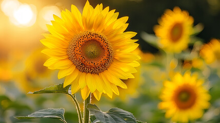 Obraz premium Radiant sunflower basking in golden sunlight