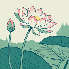 vector illustration of lotus flower