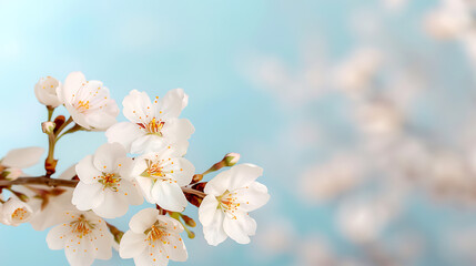 Obraz premium Delicate Spring Blossoms on a Blue Background