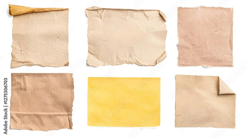 Aufkleber rustic torn note paper label with vibrant colored tape and a weathered grunge effect providing an ol