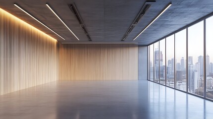modern empty office space with city view