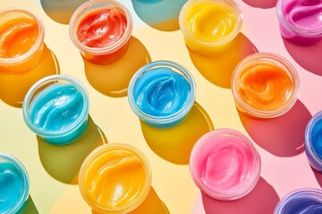 Vibrant Skincare Jars Displaying Colorful Treatments