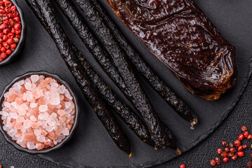 Horse meat sausage with salt, spices and herbs