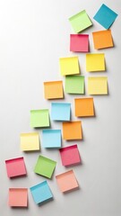 Pastel Square Sticky Notes Arranged in Diagonal Line