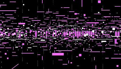 Glitch art cyber grid with distorted pixels and digital noise.