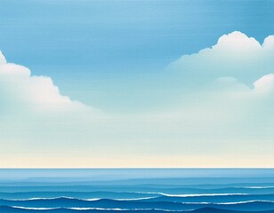 Obraz premium 青い空と海 水平線 イラスト