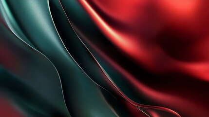 A hyper-realistic, 3D abstract red and green silk fabric background with smooth curves, luxury reflections, and rich gradients—perfect for elegant designs.