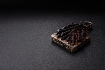 Horse meat sausage with salt, spices and herbs