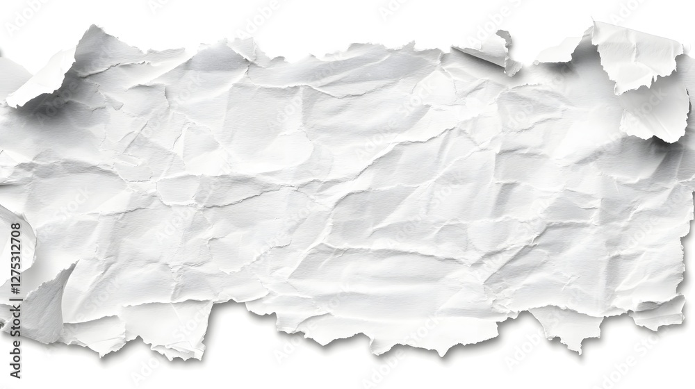 Poster Striking monochrome arrangement of ripped and torn white paper pieces with natural dramatic edges set against a deep black background creating a unique and edgy look perfect for contemporary designs