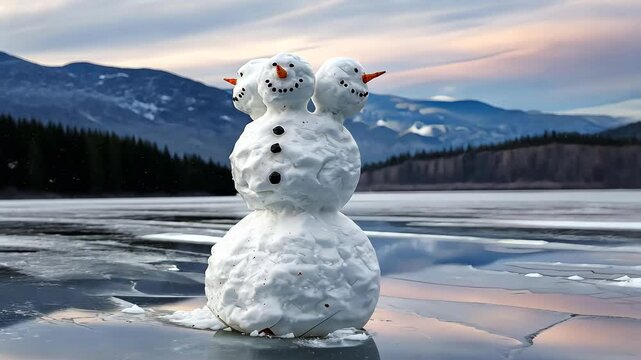 Three-Headed Snowman | Unique Winter Creation