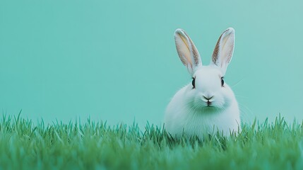 white rabbit in green grass