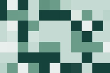 Deep jungle green square pixelated pattern with structured digital grid texture. Abstract modern concept
