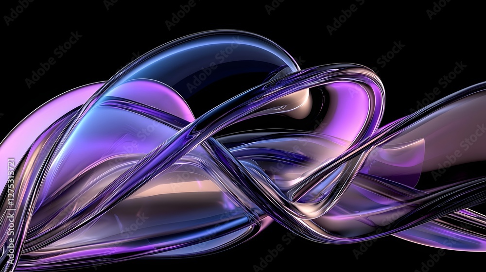 Aufkleber Captivating abstract 3D render showcasing fluid dynamic forms with smooth reflective surfaces vibrant neon lighting and a high tech futuristic atmosphere