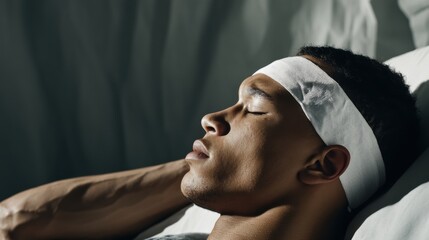 Sports injury from a concussion during football. Featuring recovery and rehabilitation