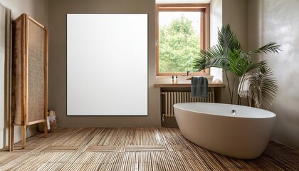 3D Rendered Cozy Nomadic Bathroom Interior against a Backdrop of Warm Tones and Textured Layers, Perfect for Digital Art, Home Decor, or Design Inspiration.