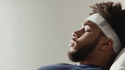 Sports injury from a concussion during football. Featuring rehabilitation and recovery