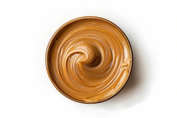 Creamy Swirl of Smooth Peanut Butter in a Round Bowl