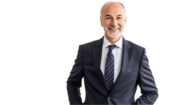 Smiling mature businessman in suit, professional portrait, use for business, career, or leadership