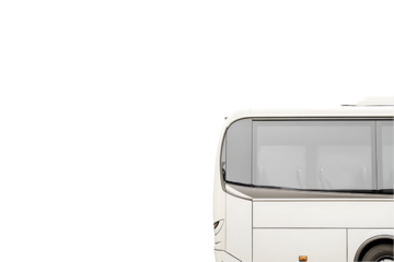 Modern bus side profile, urban background, travel