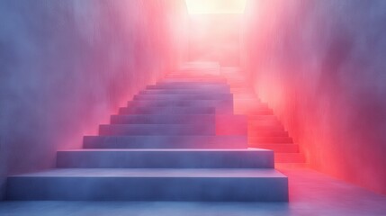 Ethereal Staircase Bathed in Soft Light and Colorful Hues