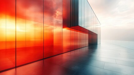 Vibrant Sunset Reflected in Modern Glass Building Architecture