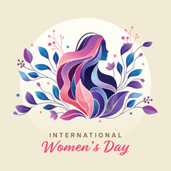 International women's day face silhouette with flower