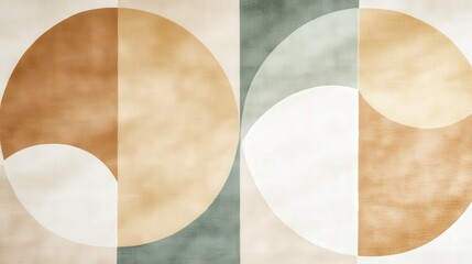 Abstract Beige Green and White Circular Design