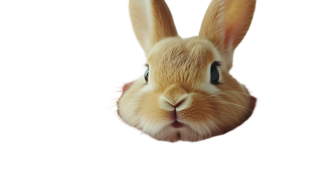 Close-up of a cute bunny's face. Possible use Children's book illustration