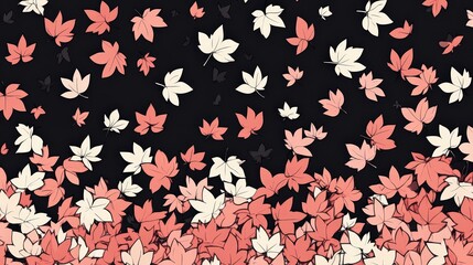 Colorful autumn leaves form a seamless pattern. Decorative foliage creates a vibrant abstract design. Natures seasonal beauty captured in an artistic style, perfect for backgrounds and wallpapers.