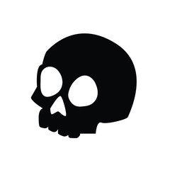 black & white cartoon skull icon vector
